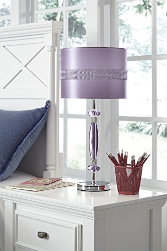 Signature Design By Ashley Nyssa Glam 24" Youth Single Table Lamp With Siler And Rhinestone Accents, Purple #TOP2