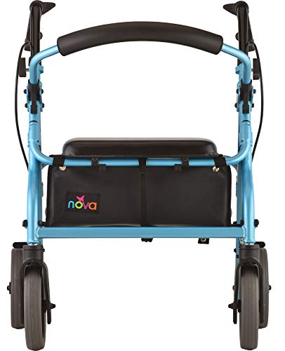 Nova Medical Products Zoom Rollator Walker With 8" Seat Height, Sky Blue, Diamond Blue, 18 Inch, 1 Count #TOP7