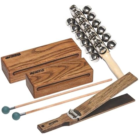 Timber Drum Company - T90 (Made in U.S.A.) Leroy Anderson Sleigh Ride Pack with Sleigh Bells, Slapstick, Medium & Large Wood Blocks, Hard Poly Mallets Cover
