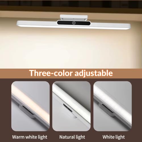 Image of One94Store Rechargeable LED Cabinet Light - Wireless Under Cabinet Lighting with 3 Color Modes, 1200mAh Battery, Touch Control & Magnetic Mount for Kitchen, Wardrobe & Bedroom, White