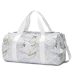 Duffle Bag Teen Girls Kids Marble Style Gym Bag with Shoe Compartment and Wet Separation Sports Overnight Carry On Bag…