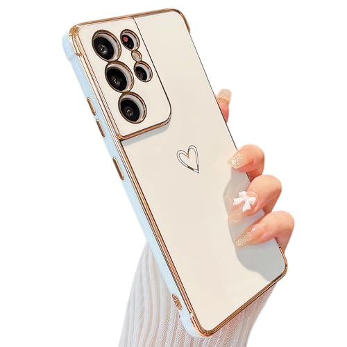 ZTOFERA Samsung Galaxy S21 Ultra 5G Case, Flexible Silicone with Love Heart Pattern