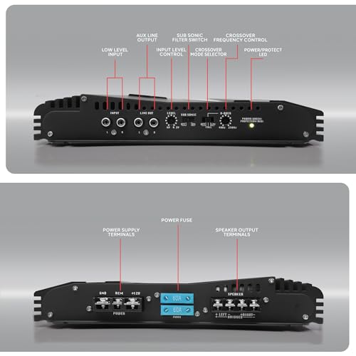 Lanzar 2-Channel High Power MOSFET Amplifier - Slim 6000 Watt Bridgeable Mono Stereo 2 Channel Car Audio Amplifier w/Crossover Frequency and Bass Boost Control, RCA Input and Line Output - VCT2610.5 - Image 5