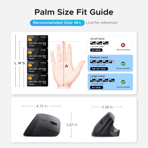 UGREEN Ergonomic Wireless Mouse, Bluetooth & 2.4G Wireless, Quiet Clicks - image 4