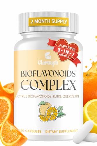 Clarusph Citrus Bioflavonoids for Circulation & Antioxidant | Flavonoids Supplements - Standardized to 50% Hesperidin | Bioflavonoids 1000mg with Quercetin & Rutin | Flavonoids Vegan, 120 Capsules
