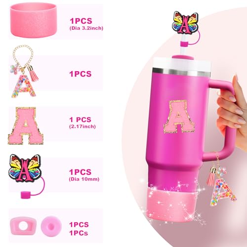 Image of Mity rain 6PCS Cup Accessories for Stanley Cup 30oz 40oz | Tumbler Initials Cute Decoration for Stanley Letter A