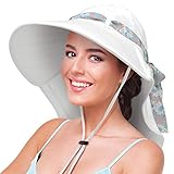 Solaris UPF 50+ Women's Wide Brim Sun Hat – Lightweight Foldable with Detachable Scarf & Neck Cover, UV Protection for Hiking, Beach, Gardening
