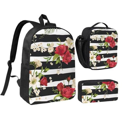 Sac à dos d'école léger EdWal ensemble 3 pièces ergonomique à fleurs