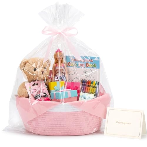 Image of woric Baby Gift Baskets Empty 12 inchX 8 inch X 5 inch Small Pink Basket for Gifts