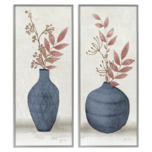 'Ikebana Flower Vases Arrangement'| 2pc Framed Giclee Art Set 2