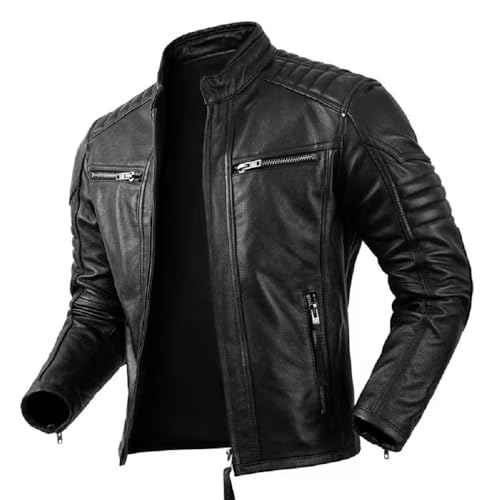 Men’s Cafe Racer Style Crossover Quilted Retro Biker Real Leather Motorcycle Vintage Jacket for men3