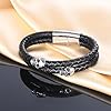 INFINIONLY Mens Teenagers Double Layers Leather Braided Alloy Bracelet Creative Silver Skull Stainless Steel Bracelet for Boys #3