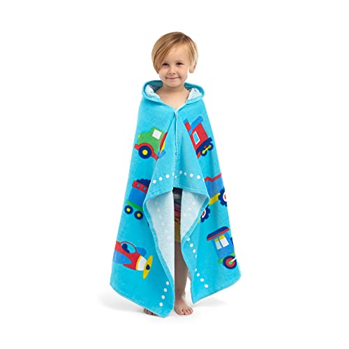 Wildkin Kids Hooded Beach Towel For Boys And Girls, 100% Cotton Hooded Bath Towel With Snap Front, Perfect For Beach, Pool, And Bath Time Towel For Kids (Trains, Planes & Trucks) #TOP4
