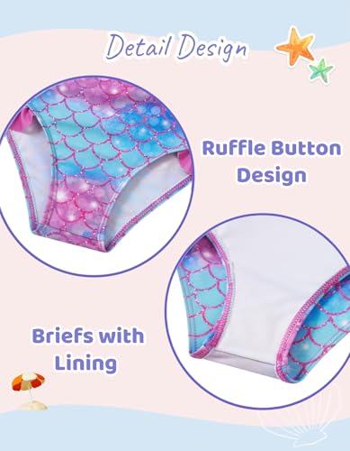 Image of Little Girls Two Piece Mermaid Bikini Set Ruffle Adjustable Summer Beach Bathing Swimsuit 3-7 Years for Kids