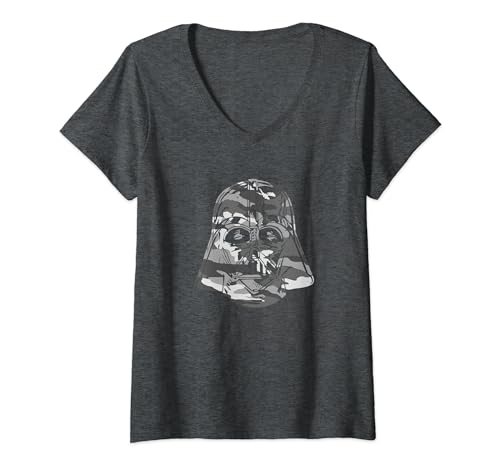 Mujer Star Wars Darth Vader Grey Camo Helmet Fill C1 Camiseta Cuello V