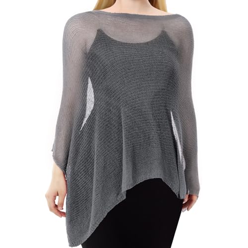 Image of Women Sheer Poncho Shrug Summer Sheer Blouse Top Lightweight Poncho Bolero for Evening Dress