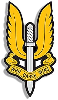 Magnet Yellow: SAS Who Dares Wins Insignia Shaped Magnet(British UK Sword Wings) Size: 3 x 4 inch