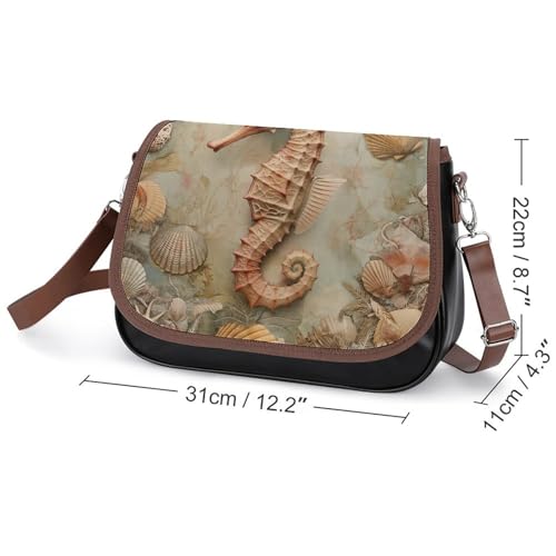 Sacoche en cuir imperméable hippocampe chic pour femmes