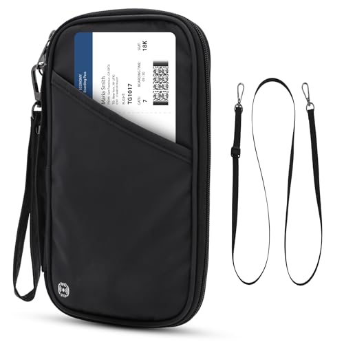 Family Passport Holder for Travel - RFID Blocker - AirTag Compatible - Multiple Passport Holder for 5 - Porta Pasaporte Familiar - Travel Document Holder