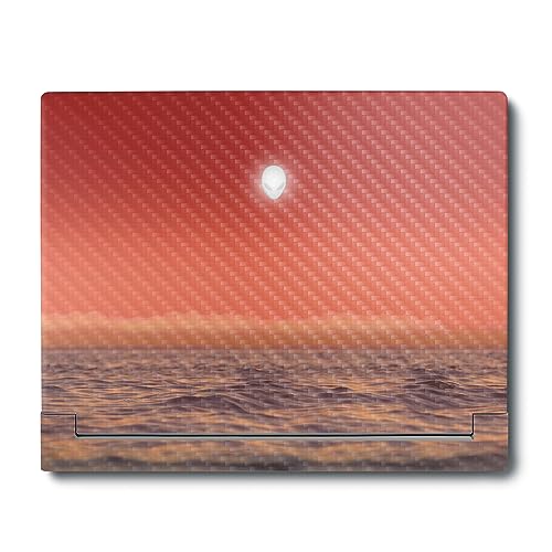 MightySkins Carbon Fiber Skin Compatible with Alienware X16 R1 (2023) Full Wrap Kit - Red Horizon | Protective, Durable Textured Carbon Fiber Finish | Easy to Apply & Change Styles | Made in The USA