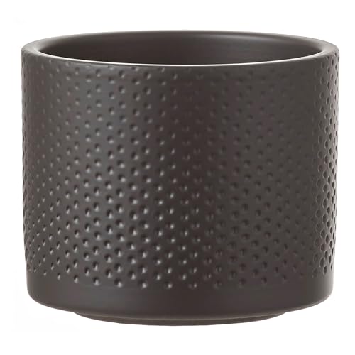 Annastore Keramik Blumen Übertopf ERA - Pflanztopf – Übertopf – Übertöpfe – Blumenübertöpfe - Blumentopf (Schwarz-Matt/Relief, H 10 cm - Ø 12 cm)