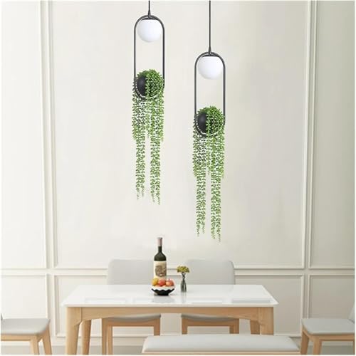 Lampe suspendue noire avec pot de fleur pour salle à manger - 6