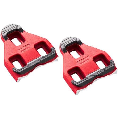 LOOK Cycle Cycling Cleats Delta Indoor/Fitness Cleats Anti-Slip Surface Compatible with Standard Look Delta Style (Not Keo) Pedals Black Red