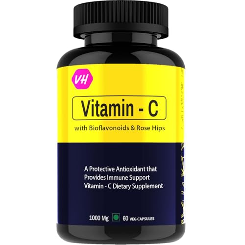 Image of Vitamin C Capsules for Immunity & Antioxidant Support by VitaminHaat (Vitamin C with Bioflavonoids-60 Caps)