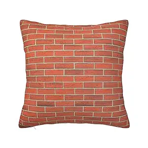 Giftsbala Red Brick Wall Texture Printed Throw Pillow Covers Square Pillowcase Soft Decorative Cushion Case Pillow Covers for Home Sofa Bedroom Car Farmhouse 12x12 1908