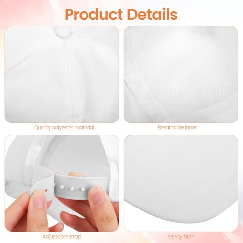 Image of Aneco DIY Baseball Caps Hats Adjustable Sport Ball Cap White Painting Baseball Caps for Outdoor Sports
