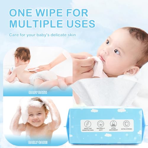 Image of Dry Baby Wipes Sensitive Skin Unscented Soft Travel Wipes for Newborn Face Hands 6 Packs (600 Count)