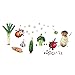 Dessin animé cuisine autocollants muraux végétaux DIY autocollants muraux Art réfrigérateur autocollants de porte pour cuisine fenêtre restaurant réfrigérateur Vitre Dessin (Multicolor, One Size)