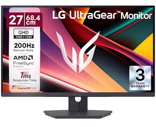 Image of LG 27G610A 68.4 cm (27 Inch) Ultragear QHD (2560x1440) IPS Gaming Monitor, 1ms (GtG), 200Hz, sRGB 99%(Typ.), Anti-Glare, HDR10, AMD FreeSync, DP, HDMI X 2, Tilt /Swivel /Height /Pivot Adjustable(Black)