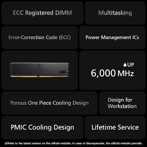 Image of TEAMGROUP T-Create Master Overclocking DDR5 R-DIMM 64GB Kit (4 x 16GB) 6000MHz (PC5-48000) CL32 Hynix A-DIE Workstation Memory Module Ram Black - CTCMD564G6000HC32AQC01