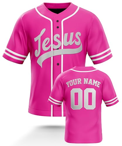 Personalized Religious Baseball Jerseys - Jesus - Custom Unisex Baseball Faith Sport Uniforms - Pink