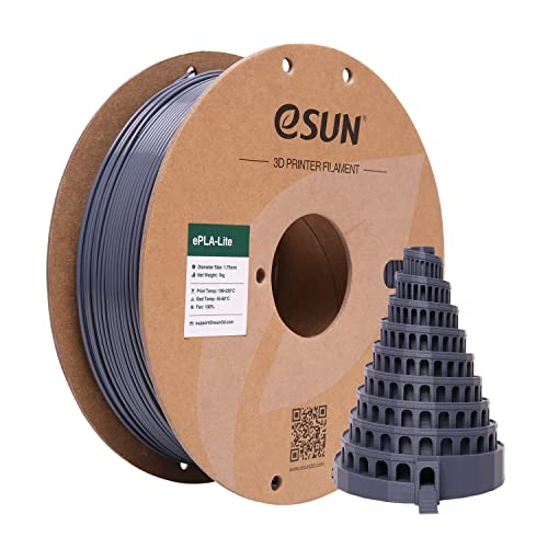 eSUN PLA Filament 1.75mm, Modifiziertes 3D Drucker Filament PLA, Maßgenauigkeit +/- 0.03mm, 1KG Spule (2.2 LBS) 3D Druck Filament für 3D Drucker (B-Grau, PLA Lite - 1KG)