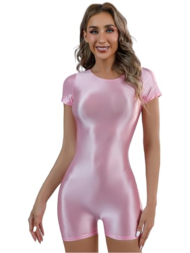 YiZYiF Women's 70D Oily Solid Modified Singlet Competitive Sporty Boyleg One Piece Swimsuits