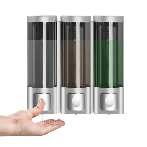 SH-RuiDu Dispensador de Jabón para Pared 3 X 250 ml, dispensador de jabón Manual sin perforación Gel de Ducha y dispensador de champú, dispensación Uniforme de líquidos para Cocina, baño, Hotel SH-RuiDu Dispensador de Jabón para Pared 3 X 250 ml, dispensador de jabón Manual sin perforación Gel de Ducha y dispensador de champú, dispensación Uniforme de líquidos para Cocina, baño, Hotel