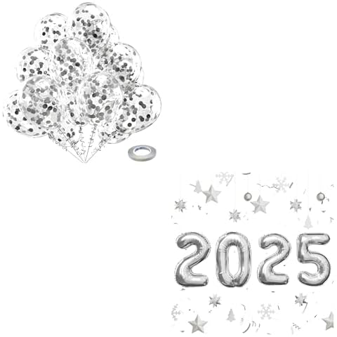 Silver Confetti Balloons and 2025 Silver Balloons Cover