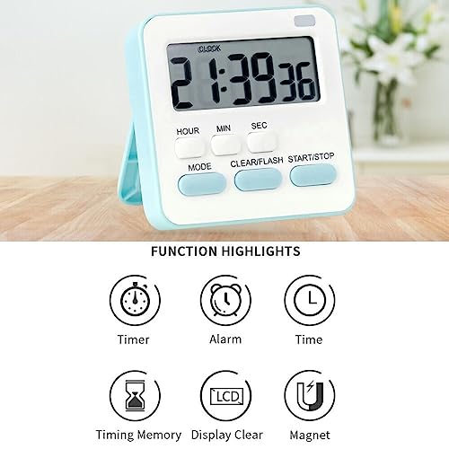 Image of YELONA Digital Magnetic Timer for Kids, Kitchen, Cooking, Egg, Teacher, Exercise, Productivity- Blue, Pack of 1