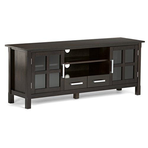 SIMPLIHOME Kitchener TV Stand - 60 inch Wide Solid Wood Media Console in Hickory Brown, Contemporary Entertainment Center for Living Room for TVs up to 65 Inches with Cabinets and Cord Management