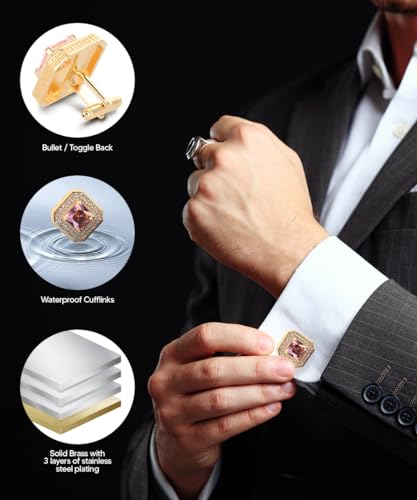 Mancuernillas cuadradas con cristal para hombre miniatura 4
