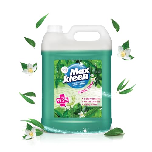 Image of Maxkleen Wipro Herbal Fresh+Neem Extract Floor Cleaning Liquid 5Ltr| Refill Pack |Disinfectant Floor Cleaner With 99.99% Germ Protection| All Purpose Tile, Floor & Wall Cleaner