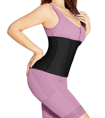 Shapshe Waist Trainer For Women, Workout Sports Girdle With Zipper, Body Shaper For Tummy Control Black #TOP1