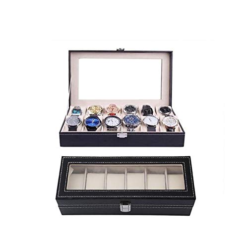 LHHA Watch Organizer, 6 Slot Watch Box PU Lederuhr Aufbewahrungskoffer Cover