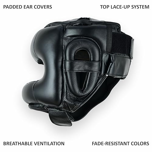 Revansh Boxing Headgear for Men and Women Genuine Leather Sparring Head Guard for Boxing MMA Muay Thai Kickboxing and Martial Arts Training