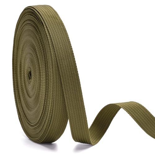 KINGLAKE Tree Ties Straps, 65.6 Feet 2cm Nylon Webbing Straps Sage Green Heavy Duty Garden Plant Ties for Tree Support Stakes Staking Guying