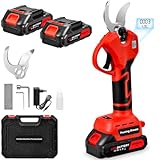 Akku-Astschere, 30MM Gartenschere mit 2 Akku 2000mAh, Bürstenloser Motor Elektrische Bypass Baumschere, LCD Anzeige, Akku Baumschere für Äste, Büsche und Stämme