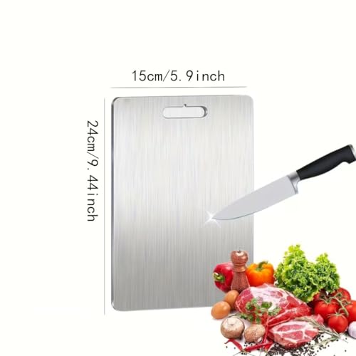 Tabla de cortar acero inoxidable doble cara con mango miniatura 2