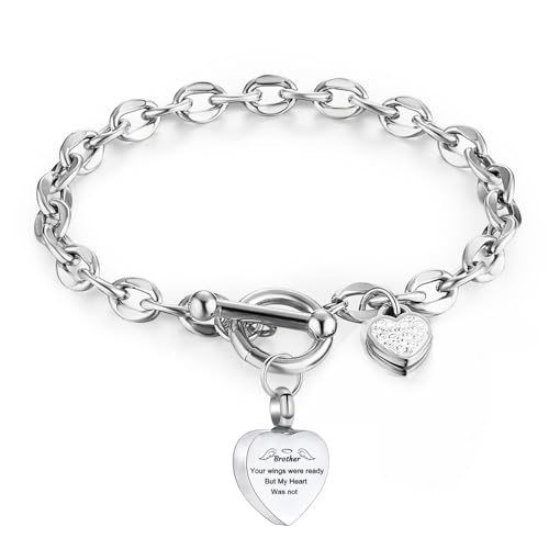 Heart Urn Bracelet for Ashes Women Men Memorial Pendant Locket Cremation Bracelet Ashes Holder Adjustable Keepsake Bangle Ash Jewelry